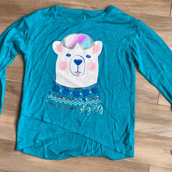 3/$12 polar bear cozy glitter graphic top w sequin casual long sleeve L 10/12 - Picture 12 of 17